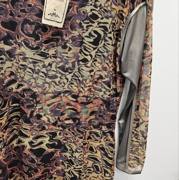 Abstract Mini Dress Lined and Sheer Color Block Faux Leather - Picture 1 of 3